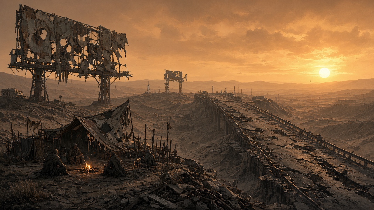 Post-apocalyptic wasteland atmosphere representing 7 Days to Die communities