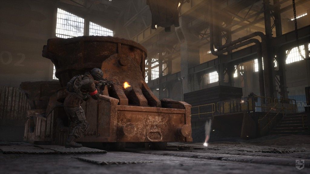Industrial foundry zone at dawn