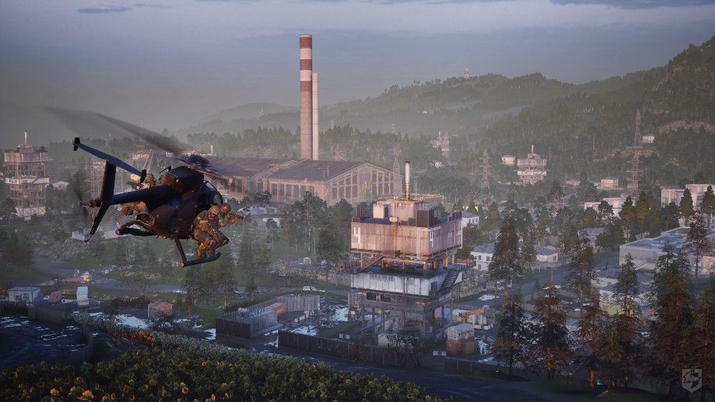 Little bird over industrial zone